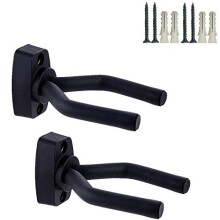 Guitar Wall Mount Hanger 2 Pack Guitar Hanger Wall Hook Bracket Holder Stand Black Display with Screws Easy To Install Fits All Size Guitars Bass