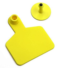 MUALROUS Blank Ear Tags Livestock Identification Card for Goats Sheep Pigs Hogs Cows Cattle Calf Farm Yellow Tags TPU Cattle Ear Tags Pack of
