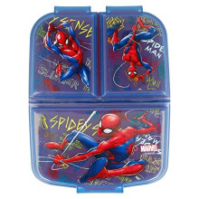 Spiderman Kids Childrens 3 Compartment Sandwich Lunch Box