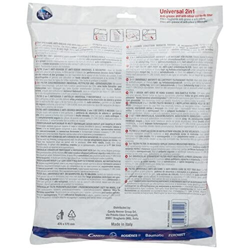 2 in 1 AntiGrease and AntiOdour filter for Hoods Universal CuttoFit High Absorption Power 1