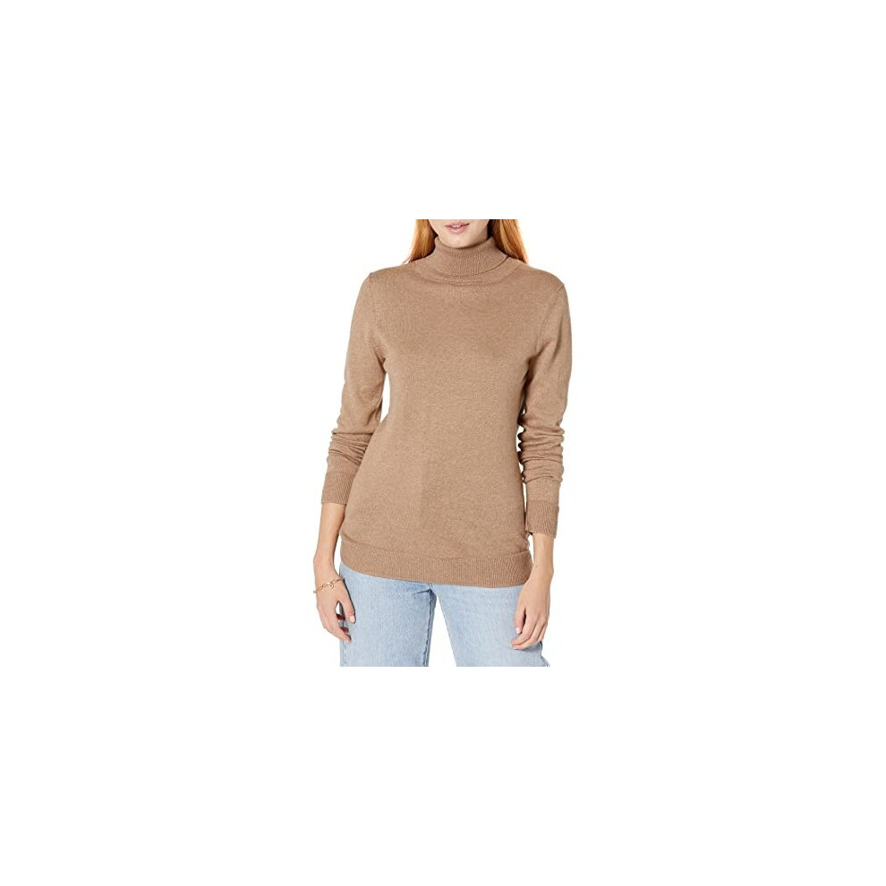 Womens ClassicFit Lightweight LongSleeve Turtleneck Jumper Available in Plus Size Camel Heather L