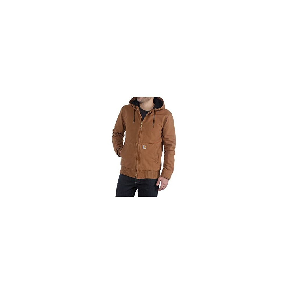 Mens Loose Fit Washed Duck Insulated Active Jac Carhartt Brown L