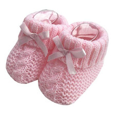 Baby Boys Girls 1 Pair Knitted Booties Soft Newborn Knitted Booties with Bow 116354 Pink