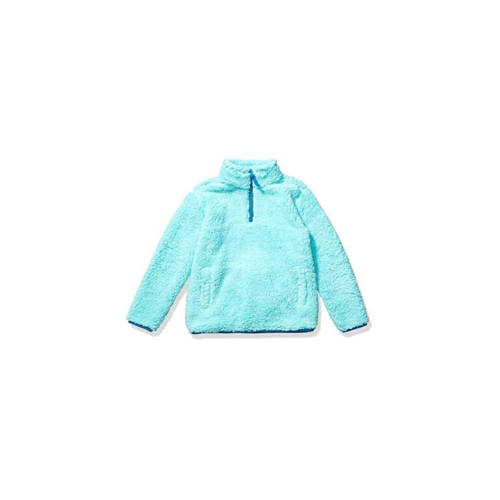 Girls Sherpa Fleece QuarterZip Jacket Aqua Blue 67 Years