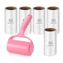 300 Sheets Lint Roller for Clothes Pet Hair Remover TCEBUY Extra Sticky Lint Remover Brush Clothes Cleaner Roller 1 Roller 5 Refills