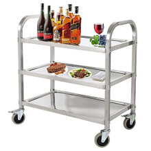 Large Stainless Steel Utility Cart 3 Tier Kitchen Rolling Carts Restaurants Serving Trolley for Kitchen Hotels 950 x 500 x 950MM