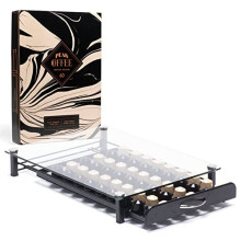 Capsule Storage Drawer Tray for 60 Nespresso Original Pods Pod Holder Box Organiser Machine Stand with Tempered Glass Top Smooth Drawer Action