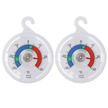 Twin Pack Fridge Thermometer Dial Refrigerator Thermometer 65 mm Dial Fridge Freezer Thermometer with Coloured Zones