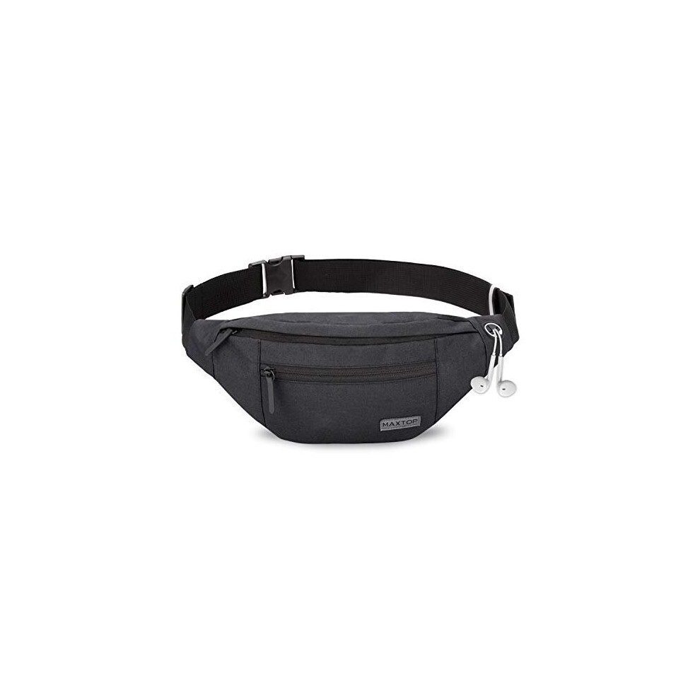 Bumbag Waist Fanny Pack Running Belt for Men Women Unisex Bum Bag with Headphone Jack and 4Zipper Pockets Adjustable Belt for Outdoors Workout Hiking