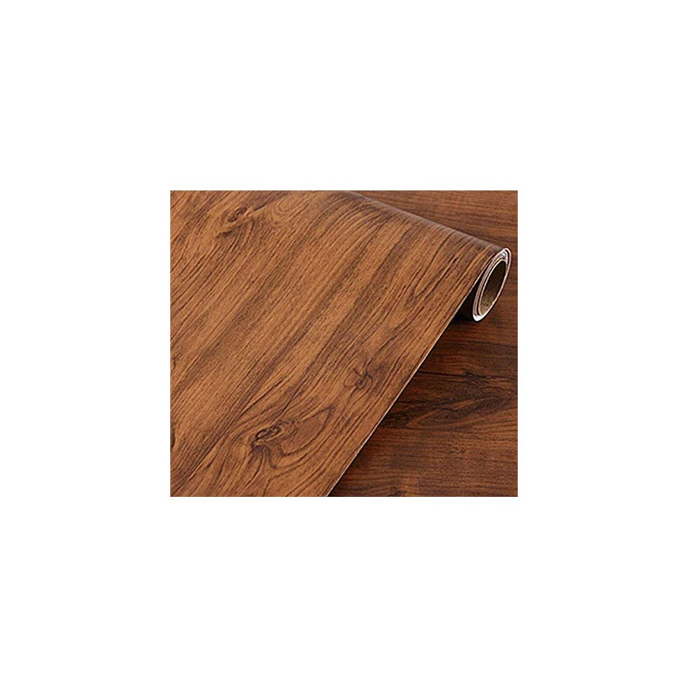 Brown Oak Wood Grain Adhesive Vinyl Peel Stick Film Counter Top Covering Furniture Cabinets Wardrobe Shelf Liner Wallpaper Sticker 40Cm By 200Cm 8414741331132