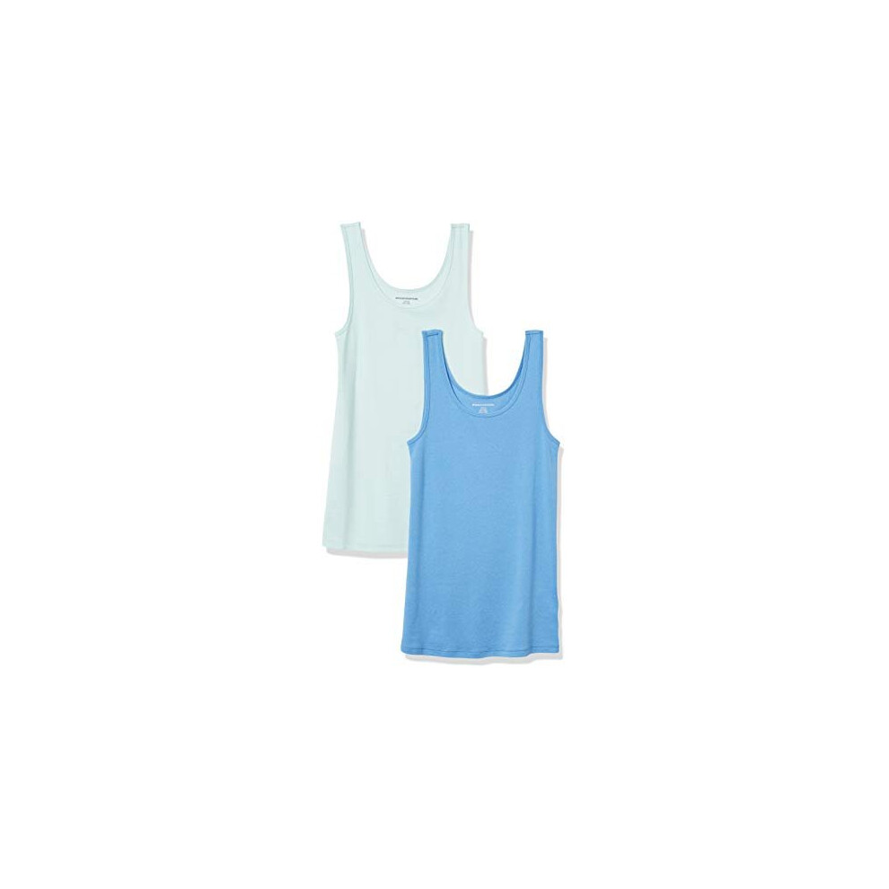 Womens Slimfit Tank Pack of 2 Aqua BlueFrench Blue XS