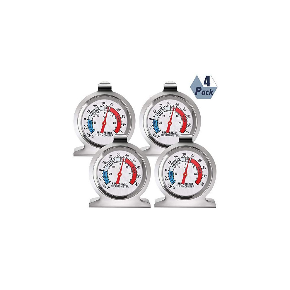 Refrigerator Freezer Thermometer Classic Series Large Dial Thermometer Temperature Thermometer for Refrigerator Freezer Fridge CoolerPack of 4