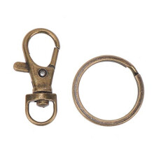 60pcs Swivel Lobster Clasp Lanyard Snap Hook with Key Ring Keychain for Jewelry Findings Making Car Handbag Pendant Bronze
