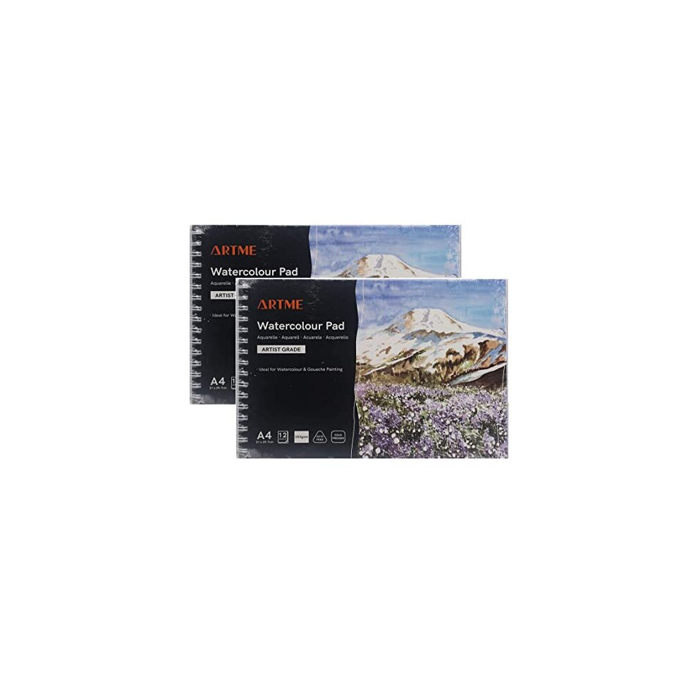 A4 Watercolour Pad 2 Pack x 12 Sheets 300gsm Firmly TexturedCold PressedCellulose Acid FreePremium Quality Drawing Pad Sketchbook Aquarelle Gouache