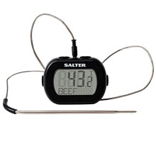 515 BKCR Premium LeaveIn Digital Thermometer Roasting Grilling BBQ Jam Making Deep Frying Dual Sensors Pan Clip Included 01C Graduations ABS body