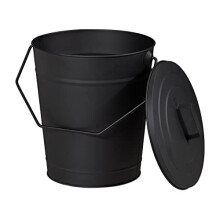 Ash Bucket with Lid 100 steel Black 34x325x28 cm