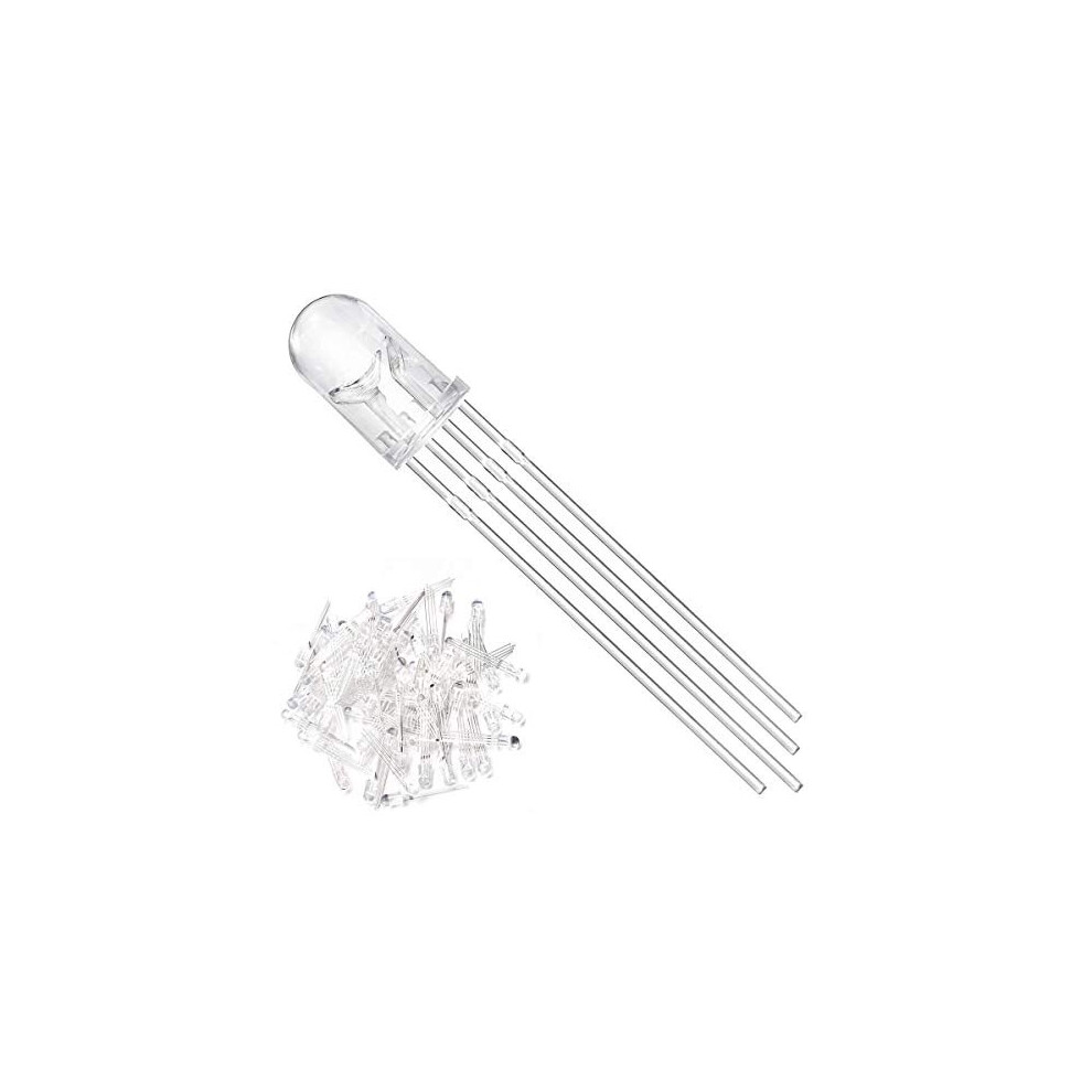 100Pack 5Mm Led Light Emitting Diode Common Cathode 4Pin Rgb Tricolorredgreenblue Clear Transparent Round Led Lamps Buld For Arduino Pcb 3494370805292