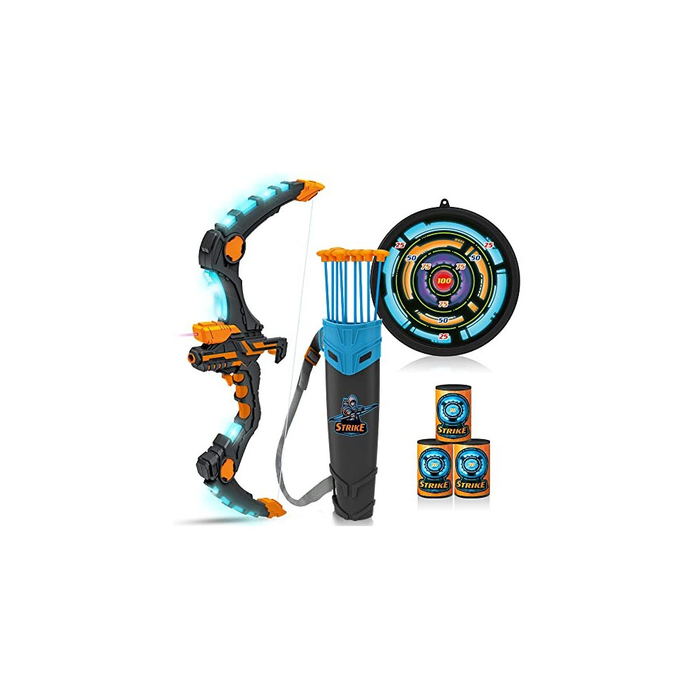 Bow and Arrow for Kids with LED Flash Lights Archery Bow with 9 Suction Cups Arrows Target and Quiver Outdoor Toys