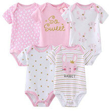 Unisex Baby Bodysuits Baby Clothes Short Sleeve Bodysuits Onesies Cotton 5Pack for Boys and Girls