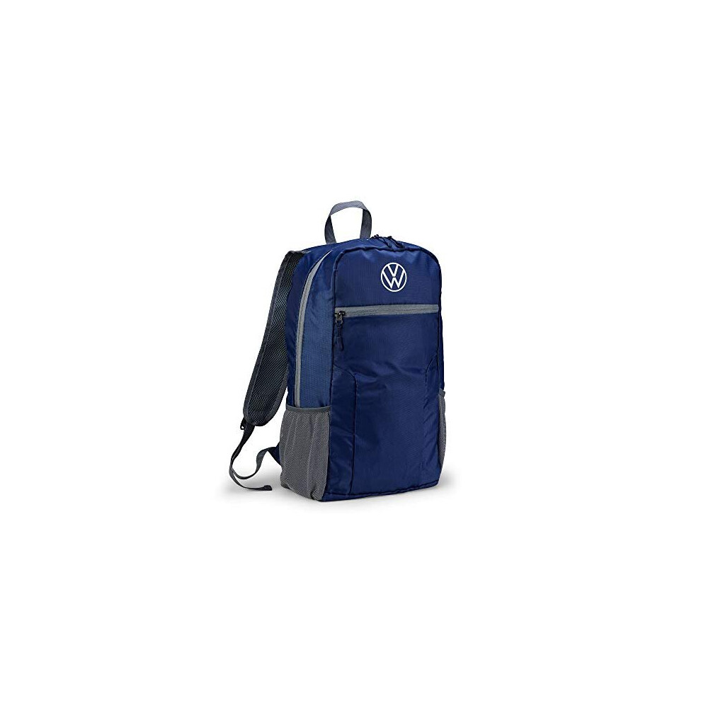 000087329F Folding Backpack Foldable Rucksack Bag 20 Litres Blue with VW Logo