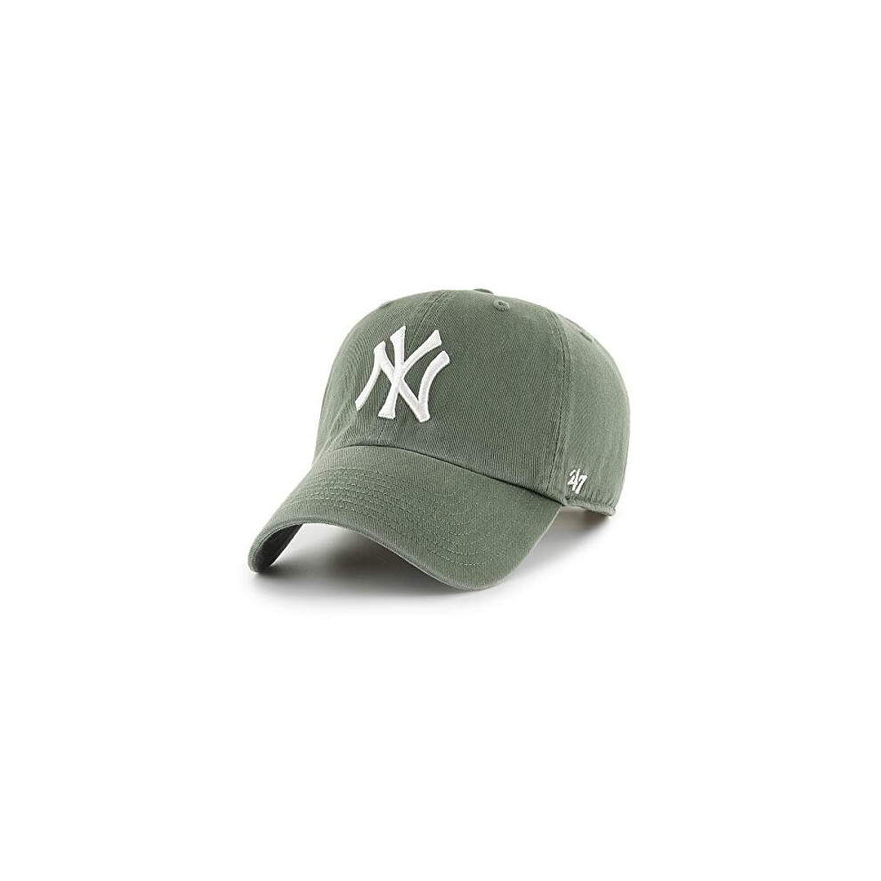 MLB New York Yankees Clean Up Unisex Baseball Cap Adjustable Strap Buckle White Logo Colour Moss Green