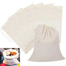 6 PCS Muslin Bag Cotton Cloth Straining Bag Reusable 50 40cm Large Fine Mesh Cooking Food Strainer Filter Bags Drawstring Hop Bags for Fruit Butter