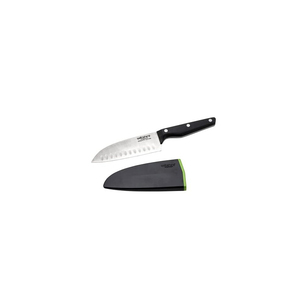 Staysharp Triple Rivet Santoku Knife 15cm Patented 2 Stage SelfSharpening System for Improved Cutting Performance Slim Design Scabbard Dimensions