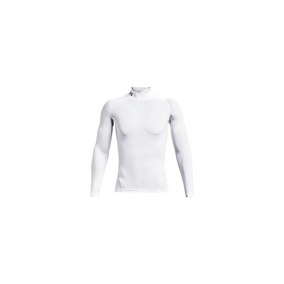 Mens Heatgear Armour Mock Tshirt Long Sleeve Top White L UK