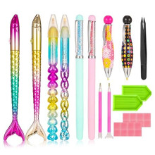33Pcs 5D Diamond Art Painting Tools Includes 8 Diamond Art Painting Pens 2 Plastic Trays 2 Diamond Sticky Pen 20 Glue Clay with 1 Tweezer for DIY