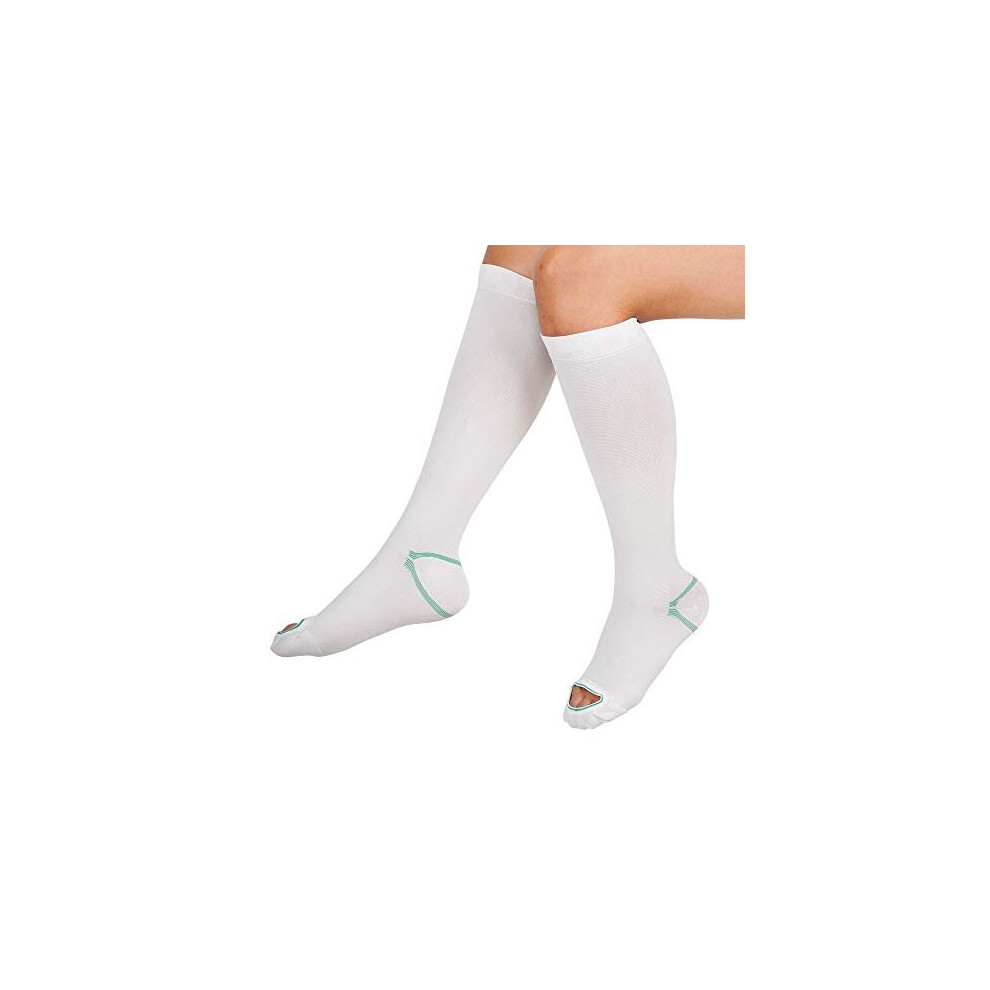 Invera Anti Embolism Compression Stockings Knee High Unisex Ted Hose Socks 1520 Mmhg Moderate Level White M 1 Pair
