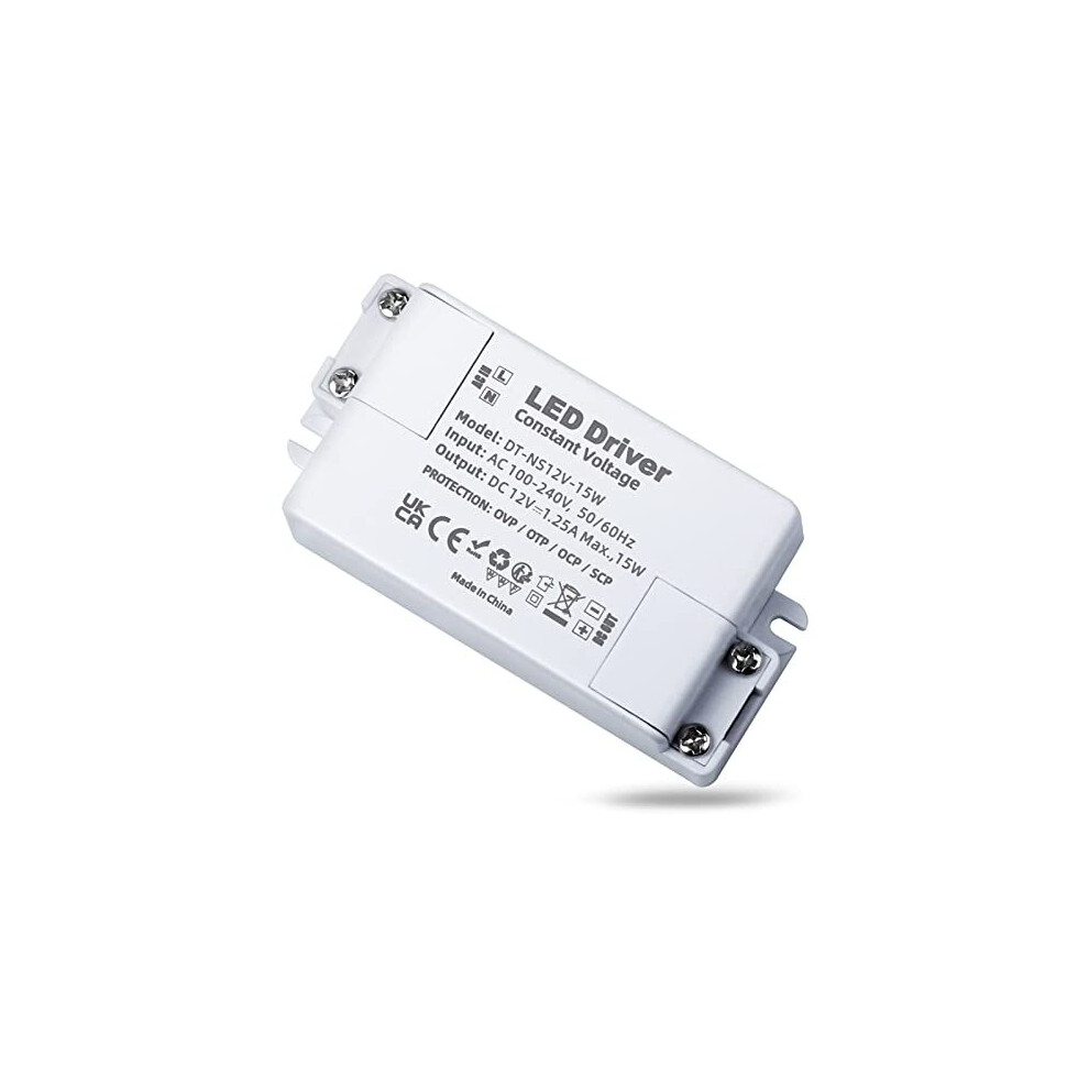 12V LED Driver 15W 125A LED Power Supply Unit 240V AC to 12V DC Transformer LED Constant Voltage Driver Adapter Low Voltage Transformers for DIY Light