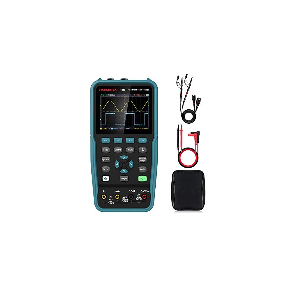 Handheld Digital Oscilloscope 50Mhz Bandwidth with 2 Channels HO52 35TFT Mini Oscilloscope 2 in 1 Oscilloscope and Multimeter Backlit Screen