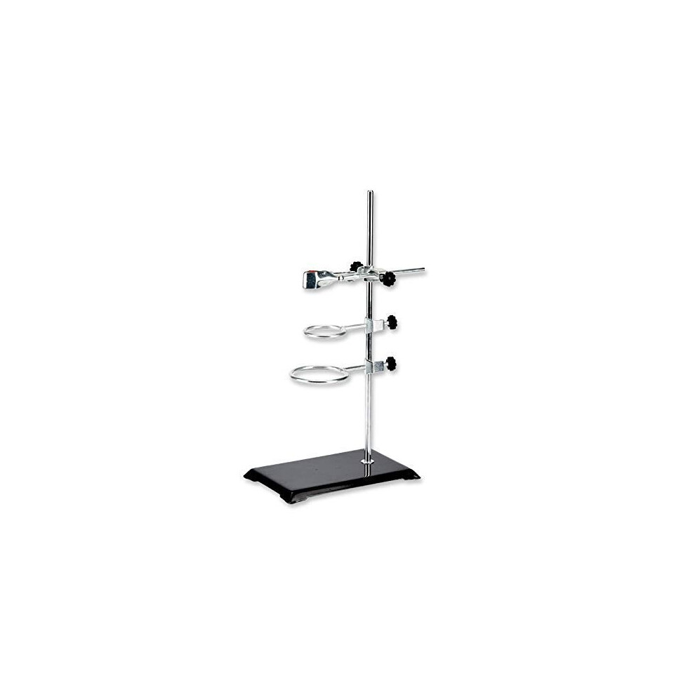 Chemistry Laboratory Retort Stand Lab Support Stand 21x14cm 2 Retort Rings Dia 5cm73cm Rod Length 40cm and Flask Clamp