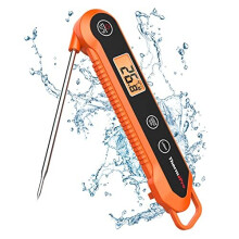 TP03H Meat Thermometers with Foldable Food Temperature Probe IPX6 Waterproof Food Thermometer with Calibration Lock Function Backlight LCD Screen