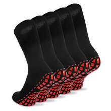 5 Paar Anti-slip sokken Ziekenhuis Diabetische Anti-slip sokken Yoga Pilates Sokken Heren Vrouwen ZwartL