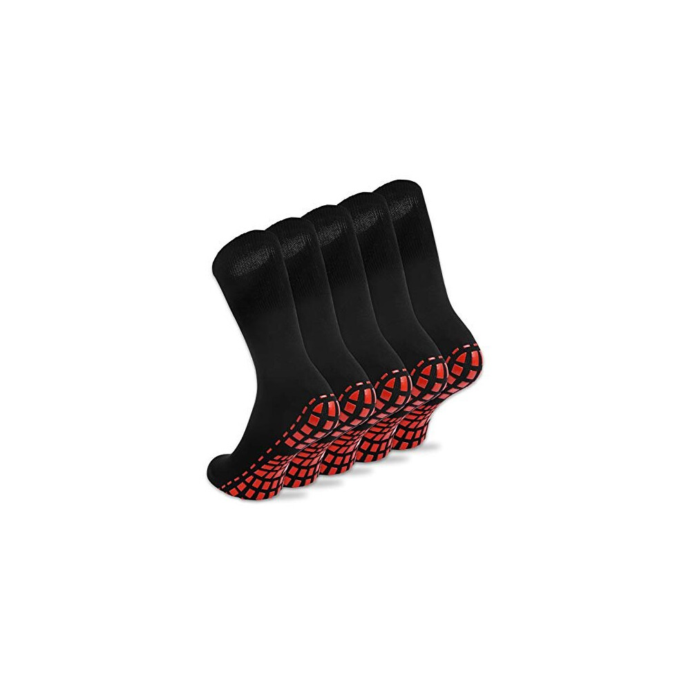 5 Paires de chaussettes antidérapantes Hôpital Diabetic Non Skid Socks Yoga Pilates Slipper Socks Men Women BlackL