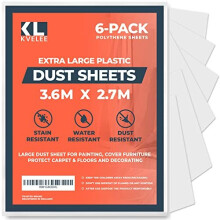 6 Pack Large Plastic Dust Sheets for Decorating 36m x 27m 12ft x 9ft Clear Plastic Sheet for Furniture Floor Protection Waterproof Plastic Sheeting