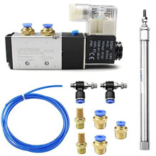 Electrical Pneumatic Solenoid Valve 5Way 2 Position CE Double Acting Pneumatic Slim Air Cylinder Blue Pneumatic Air Tubing with Pneumatic Hose