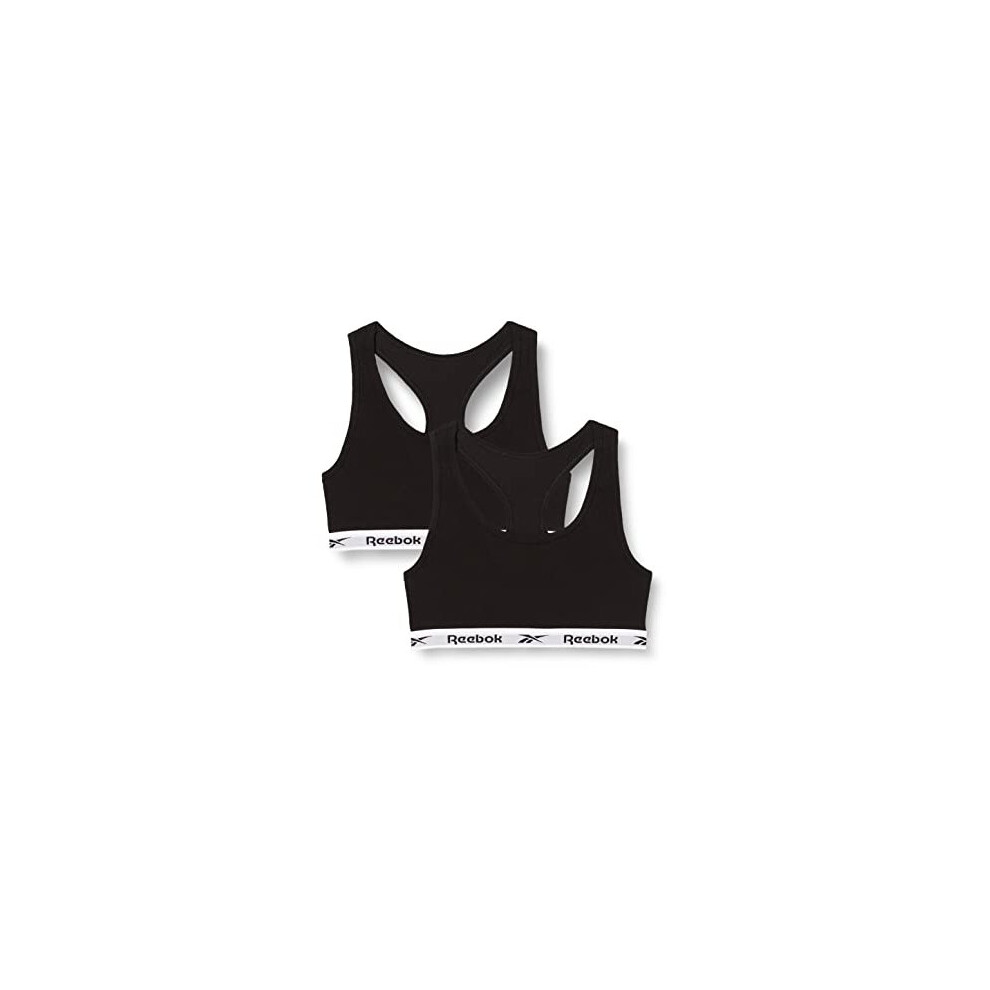Womens Womens Reebok Crop Top Stretch Cropped Sports Top With Racer Back Black Multi Pack of 2 T Shirt BlackWhite L UK