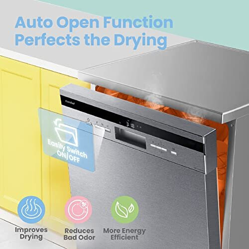 Freestanding Dishwasher FD1435EX with 14 place settings Full Size Whisper Quiet 44dB Wide LED Display Delay Start Half Load Function Flexible Racks 2