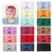 15 PACK Elastic Stretchy Super Soft Nylon Bowknot Topknot Wide Plain Headbands Hair Bands Bows Knotted Turbans Headwraps Hair Bows Accessories for