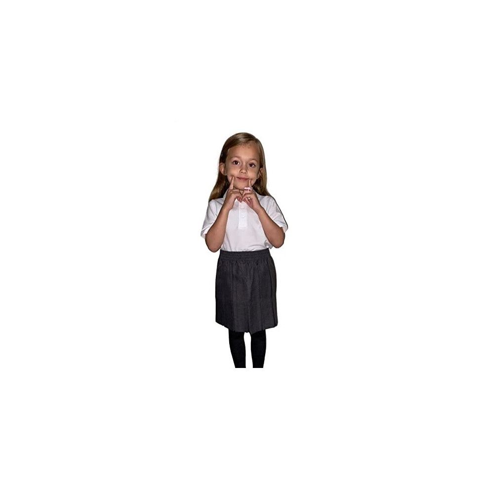 UK School Uniform Girls Summer Formal Dress Bottom Full Elastic Box Pleat Skirt Only Uniform Grey