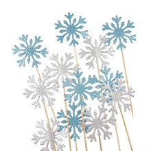20 Pcs Frozen Cupcake Toppers ToothpicksSnowflake Cake ToppersCupcake Topper Toothpick Snowflake Cupcake for Birthday Wedding Party Cake Toppers