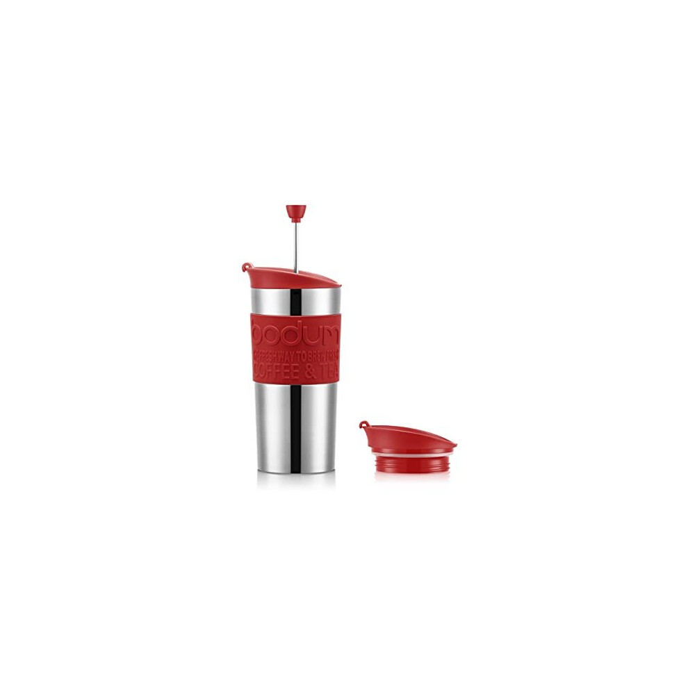 Travel Press Set K1106704 Insulated Plunger Mug DoubleWalled Stainless Steel with Extra Lid 035 LRed