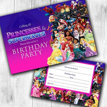 Princess Superhero Party Invitations Envelopes Birthday Invites WRITE ON Packs 20 Invites Envelopes