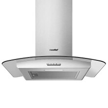 Chimney Cooker Hood 60cm GLAV17SS60 with LED Light Glass Extractor Hoods 600mm Kitchen Extractor Fan Stainless Steel
