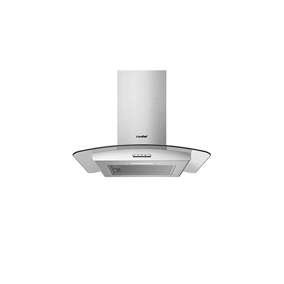 Chimney Cooker Hood 60cm GLAV17SS60 with LED Light Glass Extractor Hoods 600mm Kitchen Extractor Fan Stainless Steel