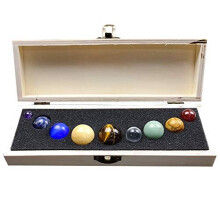 Natural Solar System 9 Planets Decorations Gemstones Sphere Galaxy Universe Model Chakra Healing Crystal Sphere Ball Collective Figurines Green red