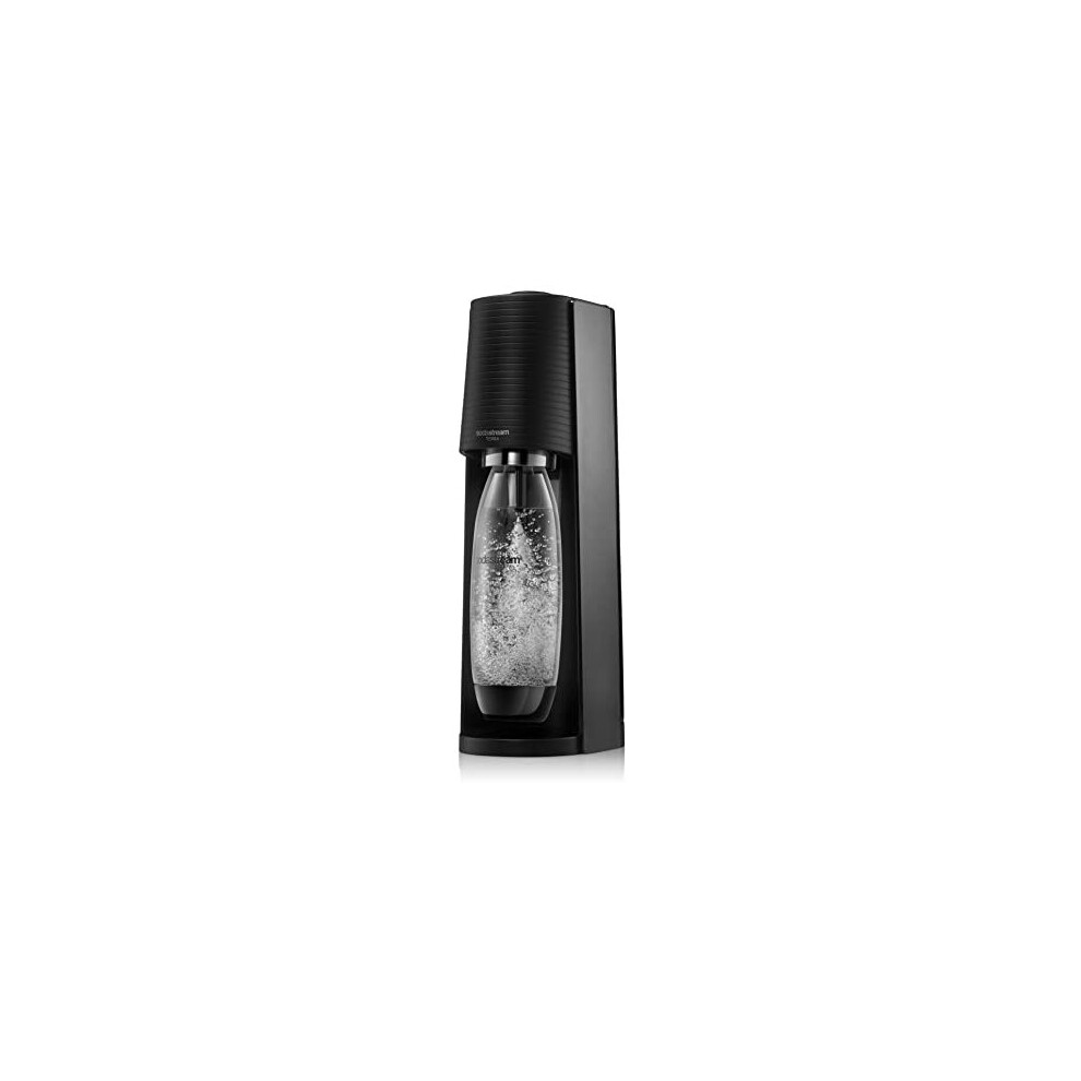 Sodastream Terra Sparkling Water Maker Machine With 1 Litre Reusable Bpafree Water Bottle For Carbonating 60 Litre Quick Connect Co2 Gas Cylinder Black