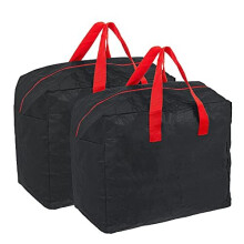 Ram Black 2 x Large Christmas Tree Decorations Decor Tinsel Storage Bags Suitable For String Lights Tinsel Baubles Waterproof With Handles And Zip